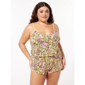 Savage Fenty Women’s Pajama Intimates Set Yellow Floral Set Size XL